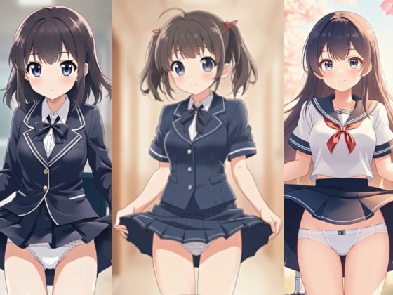 サンプル画像1|【エロアニメ】【アニメ53分】ひたすらミニスカめくって生パンツ！ミニスカート○系制服の女のコ200名以上のアニメーション！【ひろぴょん工房】