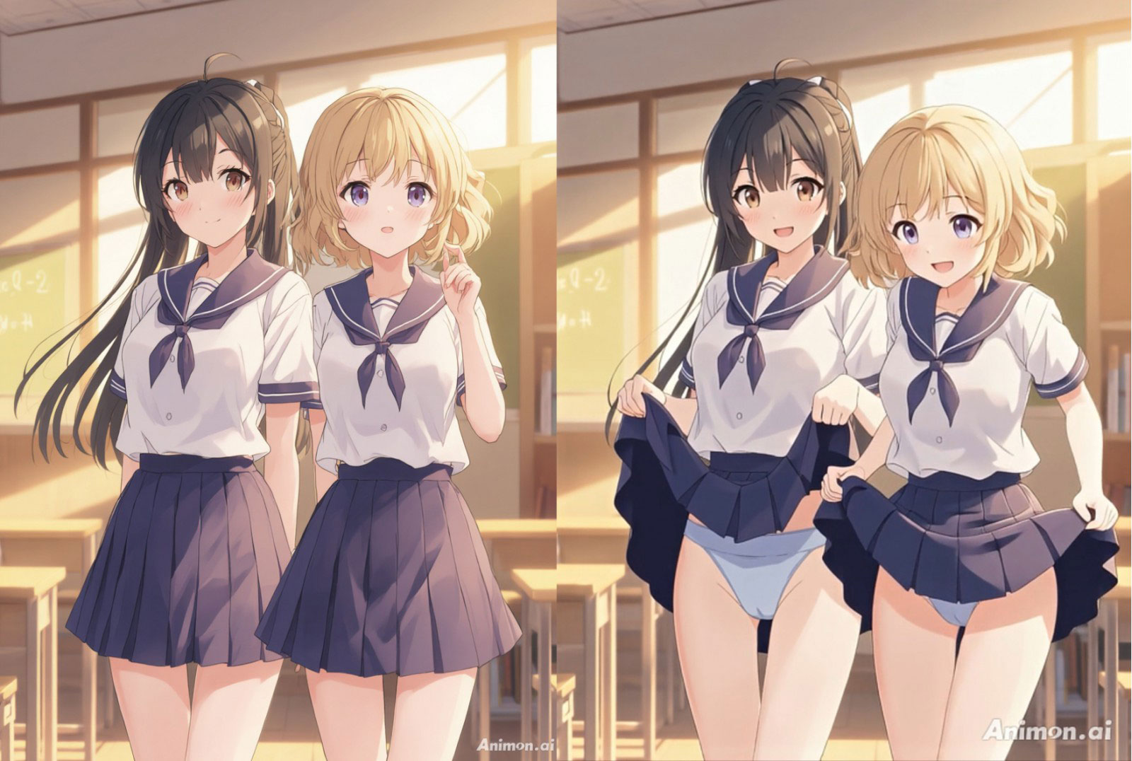 サンプル画像1|【エロアニメ】【アニメ36分】にこいち（二人一組）ひたすらミニスカめくって生パンツ！ミニスカートJ系制服を着た女のコがはいている・・・【ひろぴょん工房】